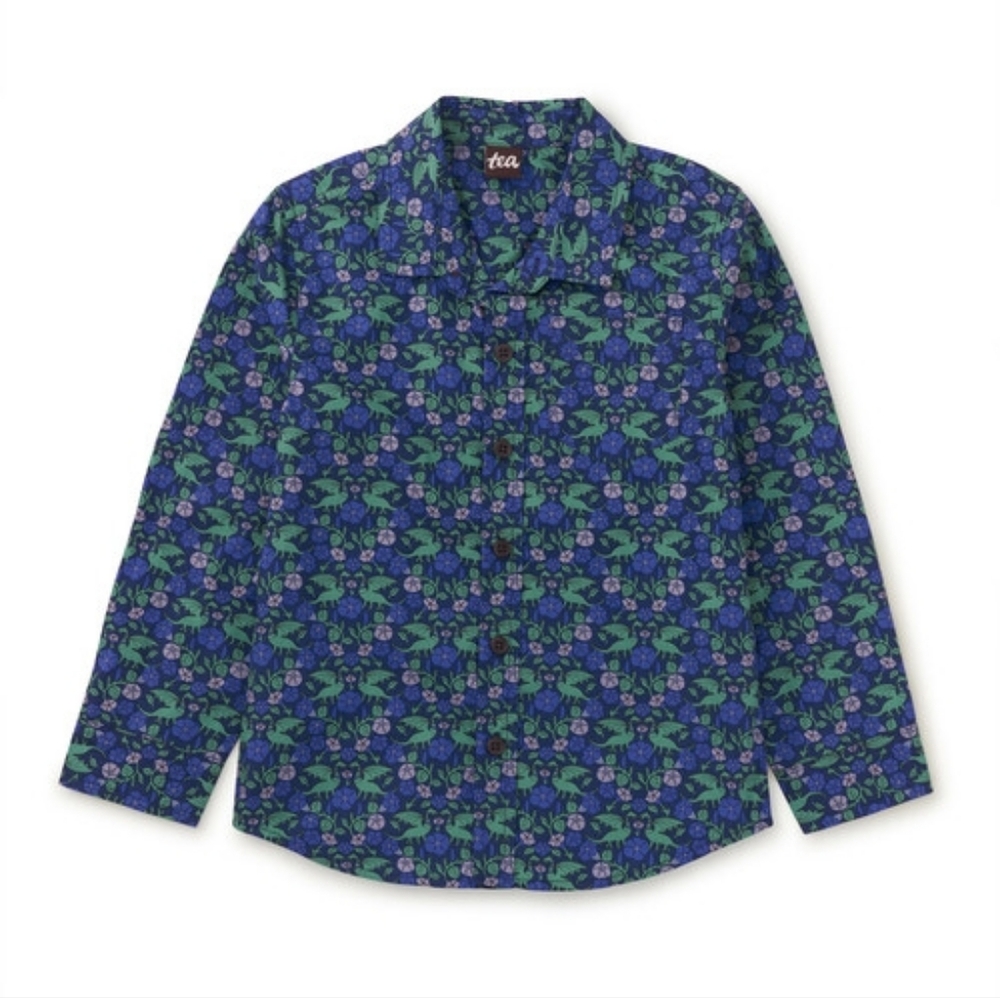 Tea Dragon Print Button-Up Shirt Sz 5